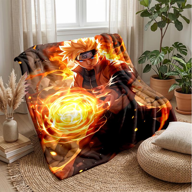 Naruto Uzumaki Printed Flannel Blanket Skin Friendly Warm Decorative Throw for Indoor Couch Bed Daily Use