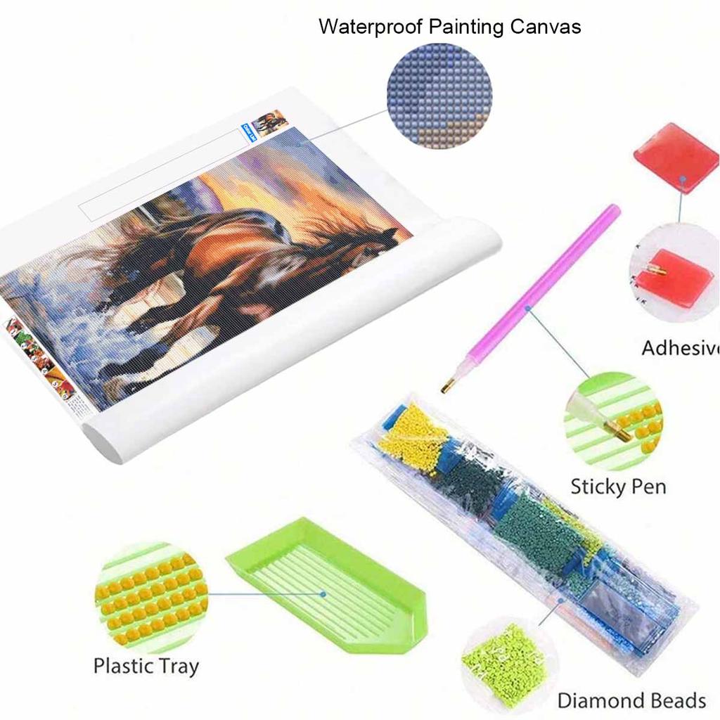 Horse DIY Diamond Art Painting Kit with Shiny Resin Diamonds for Adults Relaxing Craft Wall Decor and Handmade Gift Idea Set Decor