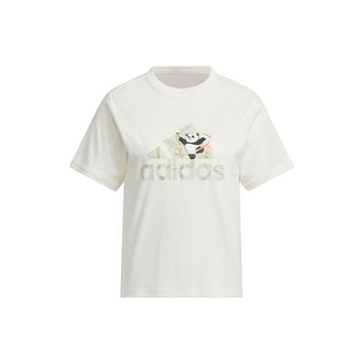 Badge Of Sport Graphic Panda Print Casual T-Shirt Women Tops White JI6868
