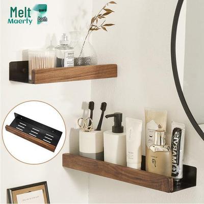 Wall-Mounted Solid Wood Bathroom Storage Shelf for Toilets and Vanities