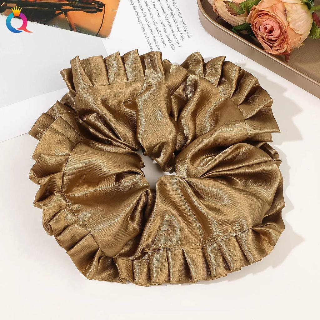 Ins Oversized Satin Scrunchies French Romantic Elastic Hair Bands Ponytail Holder Hair Rope Ties Women Girls Hair Accessories