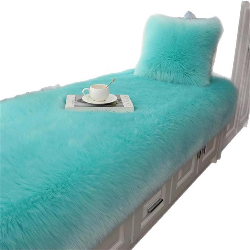 Plush White Faux Wool Rug for Bedroom, Living Room, and Bay Window.
