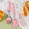 New Color Silicone Egg Beater Kitchen 3-piece Set Mixing Stick Silicone Scraper Brush Mermaid Tail Cream Board Blue Set