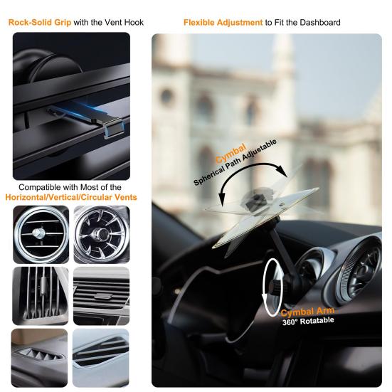 Car Crash Cymbal Air Vent Easy Clip-On Small Cymbal 3D Printed Metal Percussion Instrument for Music Enthusiasts