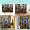 Polyester Printed Bathroom Shower Curtain With Modern Window Design