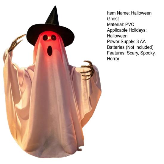 Scary Animated Halloween Ghost Decoration, Lighted Voice Control Skeleton Ghost for Haunted House, Halloween Party, Spooky Outdoor Decor