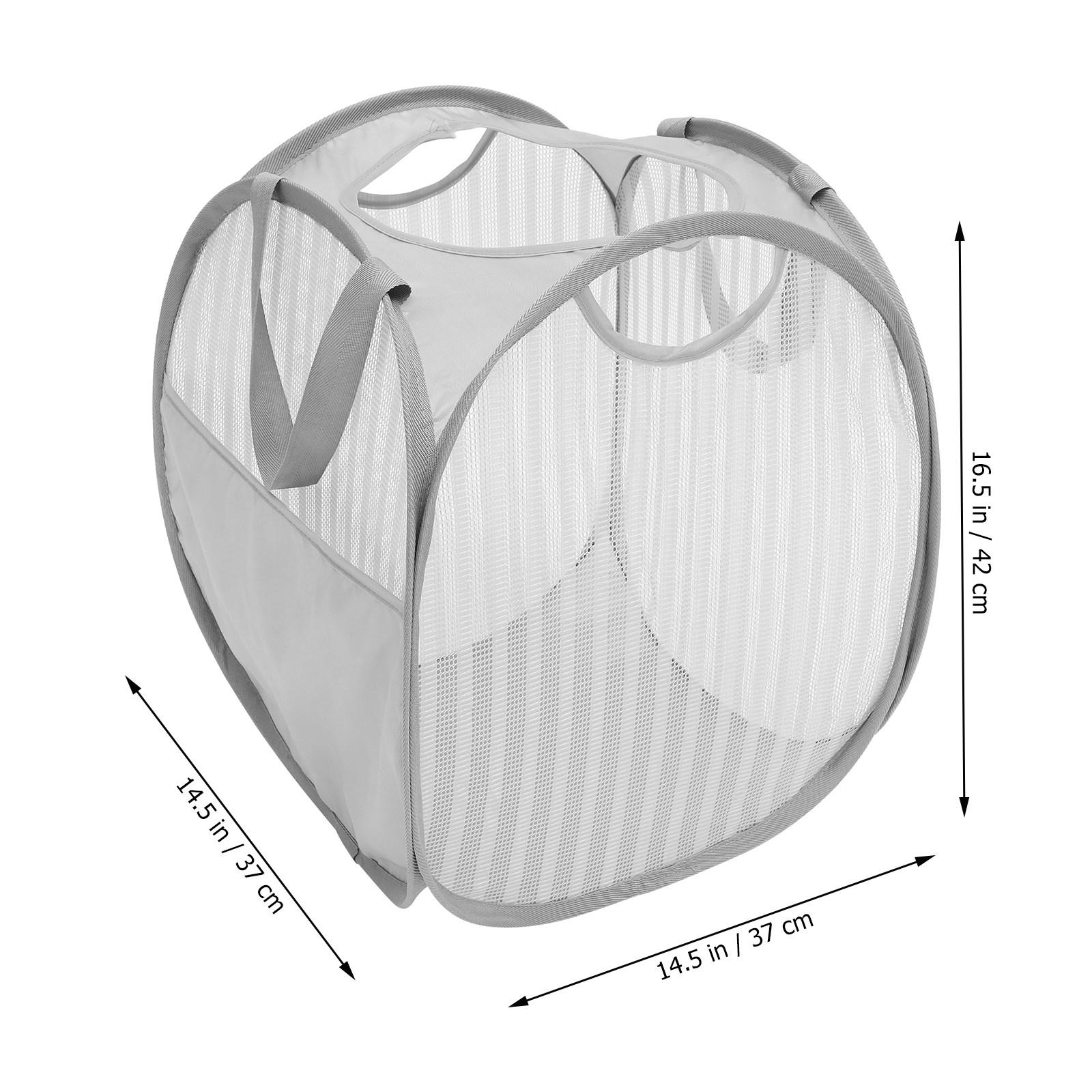 

Foldable Laundry Hamper Polyester Stainless Steel Breathable Lightweight Large Capacity with Handles for Bedroom Bathroom серый