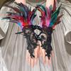 Retro Sequins Feather Lace Gloves Gothic Women Halloween Arm Sleeves Halloween Feather Gloves  Ball