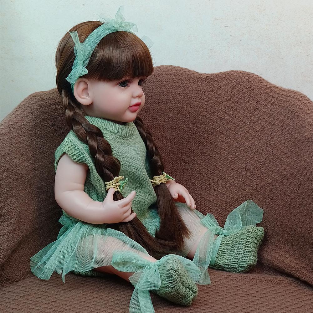 55 CM Verklighetstrogen Helkroppssilikon Återfödd Flicka Bebisdocka Nyfödd Prinsessa Småbarn Bebe Födelsedagspresenter till Barn