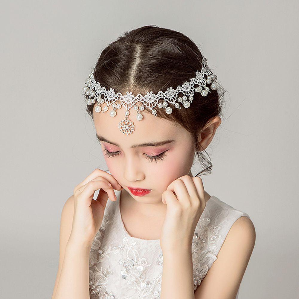 Pendant Princess Pearl Lovely Dress Accessories Hairpin Children's Headdress Forehead Headchain