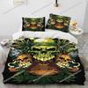 Artwork Unique Maple Weed Plant Green Death Skull Smoke Bedding Set Queen/King Size Duvet Cover Comforter Soft Cozy Home Textile