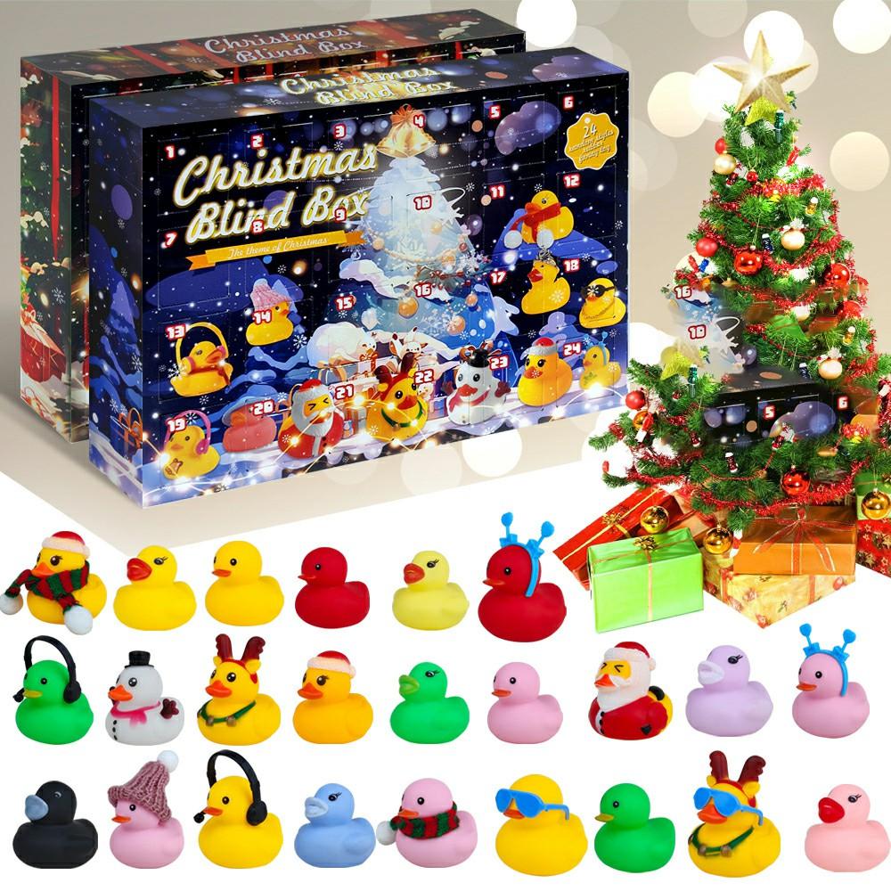

24Pcs / Set PVC Christmas Advent Calendar Toy for Kids Blind Box Cartoon Duck Figurines Holiday Gift Style B