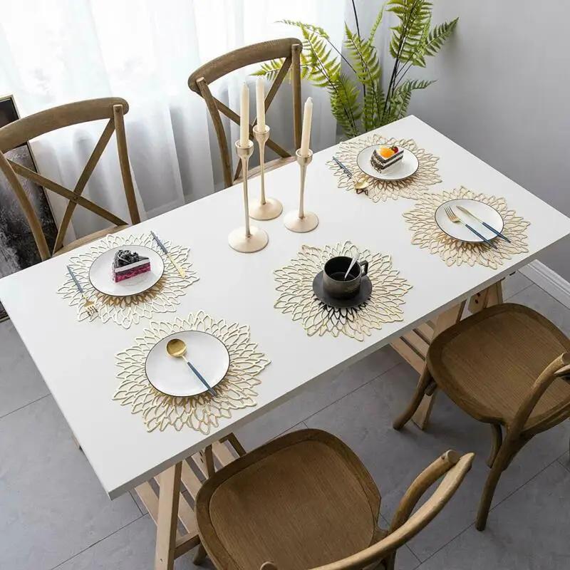 PVC Hollow Insulation Coaster Pads Table Bowl Mats Home Christmas Decor Heat Resistant Placemat for Dining Table