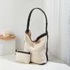 Trendy new women's bag casual canvas splicing pitot bag simple contrasting color underarm bun mother shoulder bag