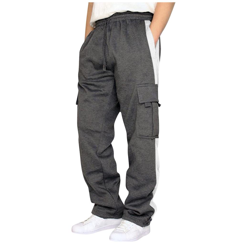 Men's Casual Cargo Pants with Drawstring Waist, Multi-Pocket Jogger Trousers, Relaxed Fit Streetwear for Daily Wear