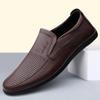 Men's Leather Casual Shoes Breathable Hollow Slip on Lazy Driving Shoes Office Fashion Shoes