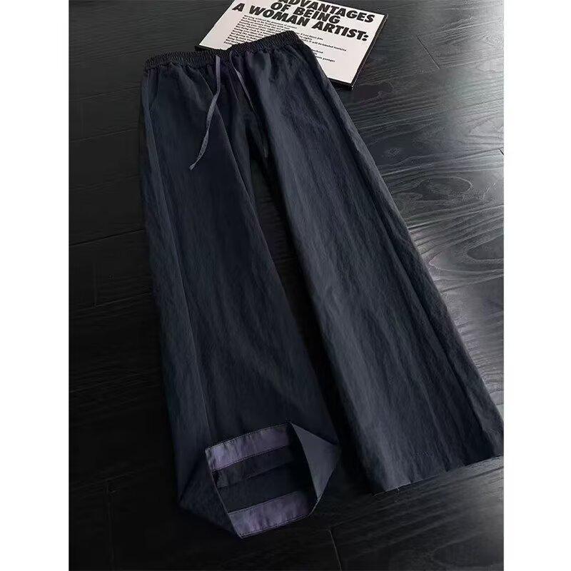 Splicing couple trousers design American sense casual quick-drying loose pants men's summer contrasting straight pants advanced