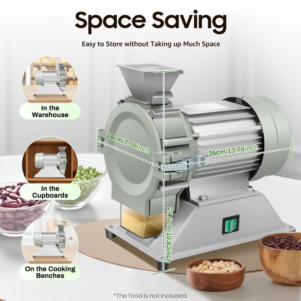 Grey Micro Plant Grinding Machine 30-120 Mesh, 200W 1400r/m Electric Grinding Tool for Restaurants, Supermarkets & Laboratories