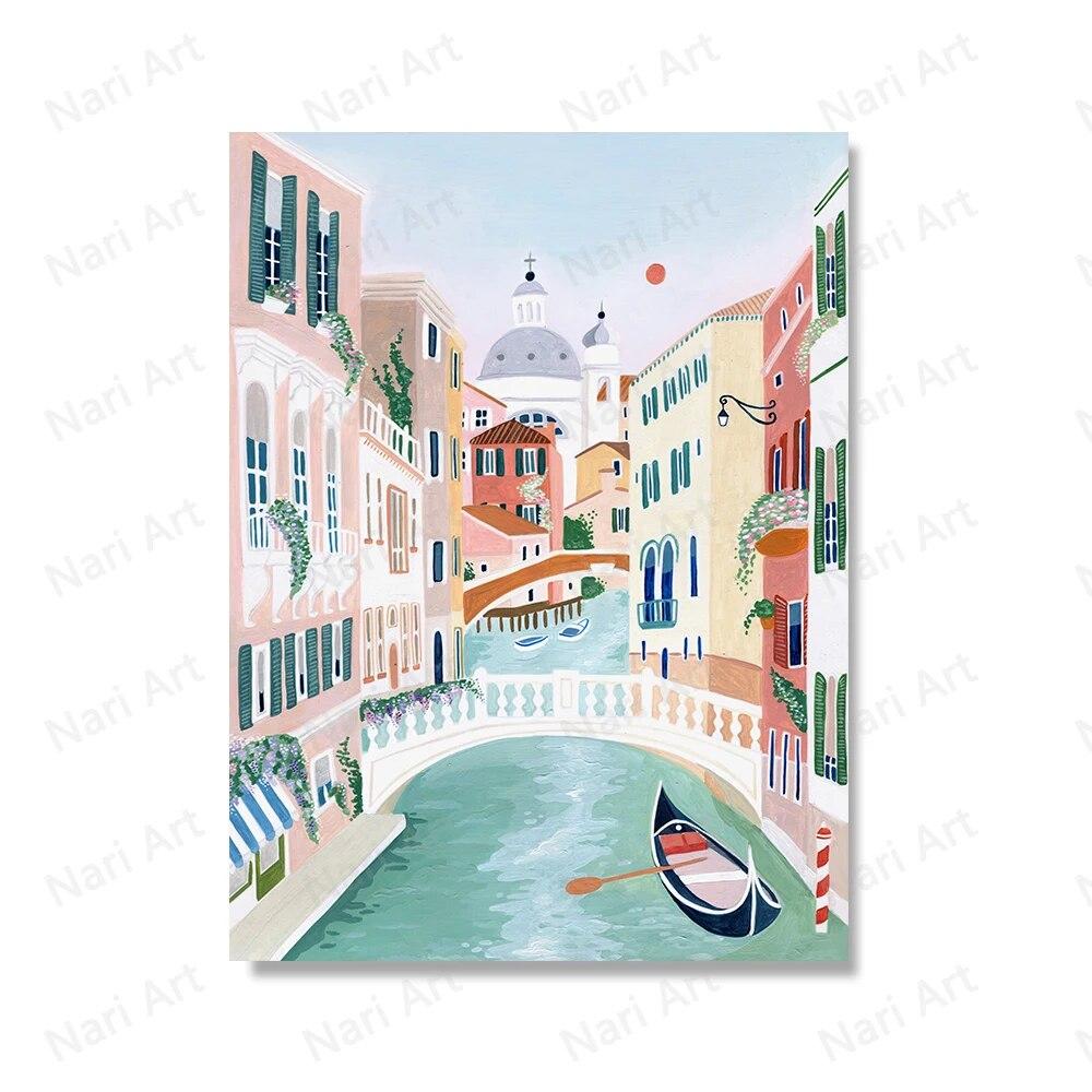 

Скандинавские туристические плакаты Марокко Португалия Япония Италия Пейзаж Искусство Холст Картина Подарок на новоселье Настенные картины Украшение дома без рамки 21*30cm