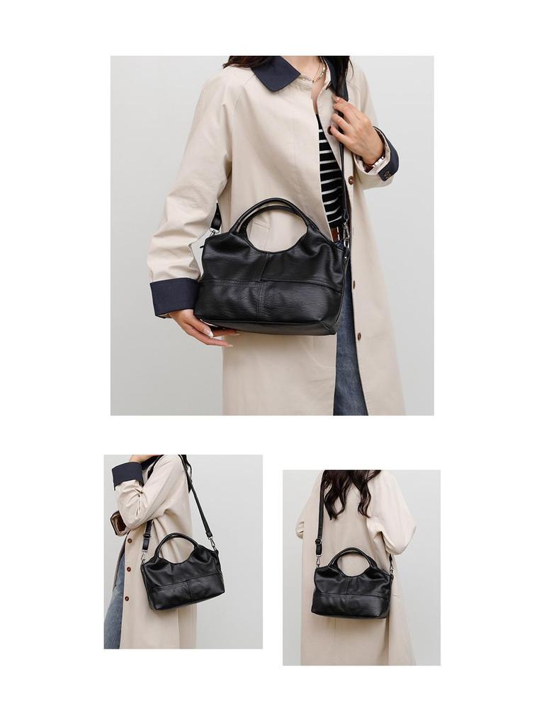 Textured Soft Leather Crossbody Handbag for Middle-Aged Women – Lightweight, Large Capacity, Perfect for Commuting.