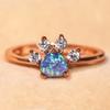 Creative Jewelry Rose Gold Opal Footprint Ring Personalized Design Versatile Trinket