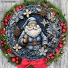 Wooden Christmas Sign with Blue Santa Claus Pattern - Navidad Round Sign for Yard Door Wall Hanging Decor - Ideal Christmas Decoration