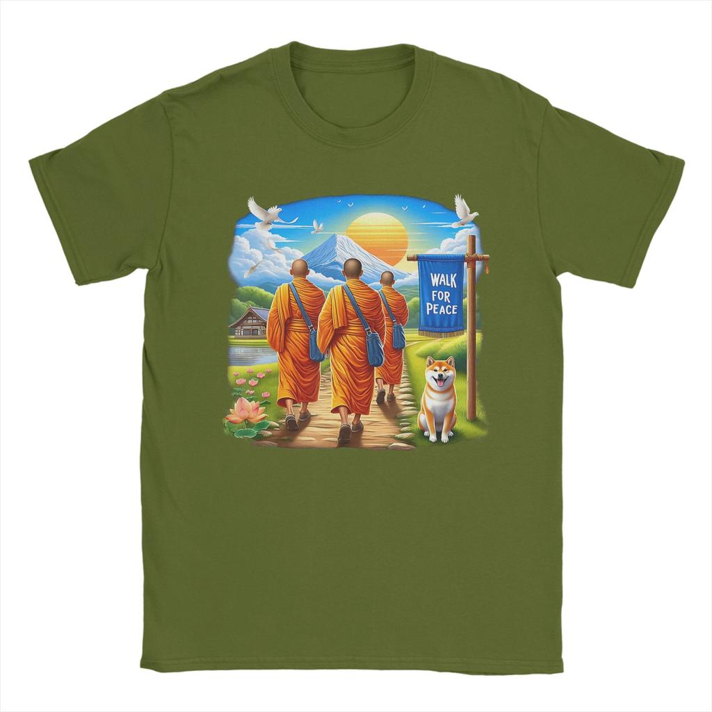 Zen Art Walk for Aloka Peace Walking Monks T Shirt Summer Cotton T Shirts Unisex Hip Hop Tee Shirt Short Sleeves Awesome Top Tees