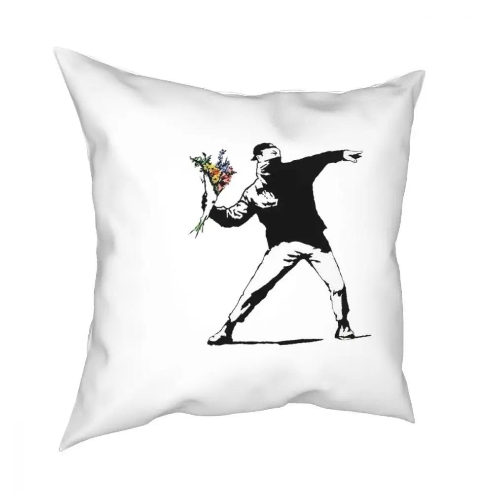 

Banksy Цветы Квадратная Наволочка Подушки для Дивана Трафарет Бомбер Banksy Наволочки 66x66cm