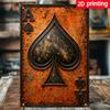 Art Mural Métallique As de Pique Vintage Décor Poker en Fer Imperméable pour Maison Chambre à Coucher Finition Vieillie Carte à Jouer