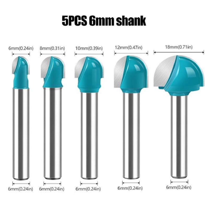 1 st 6 mm Skaft Fräsbitsats Hårdmetall Fräsfräs Verktyg Långt Blad Rundad Spetskärna Solid Hårdmetall CNC Radie Kärnfräs