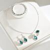 Shiny Diamond Drop Emerald Necklace Earrings Bracelet Ring Four-piece Set