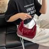 Korean Trendy Red Patent Leather Half-Moon Shoulder Bag