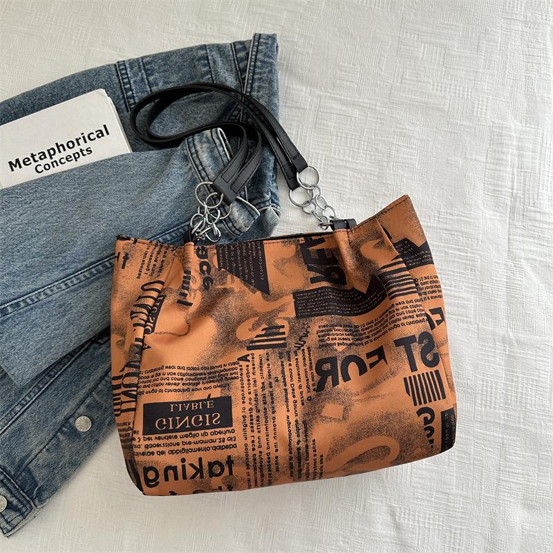 Fashion Trend Shoulder Bag Women's 2025 New Personalized Printing Large-capacity Tote Bag Simple Underarm Bag
