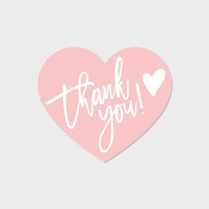 

50/100PCS Thank You Cards for Support My Small Business Paper Cards Pink Love Heart Shaped Thank You Tags Gift Greeting Card Set 50pcs