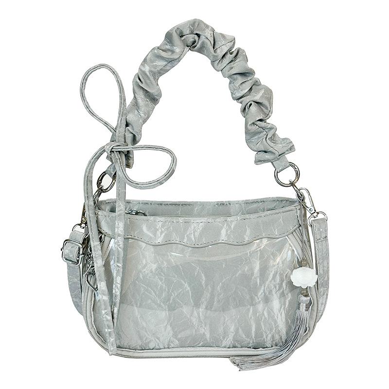 

Pain bag messenger bag, small food, cute and versatile, simple Japanese two-dimensional transparent shoulder messenger women s bag daily серый
