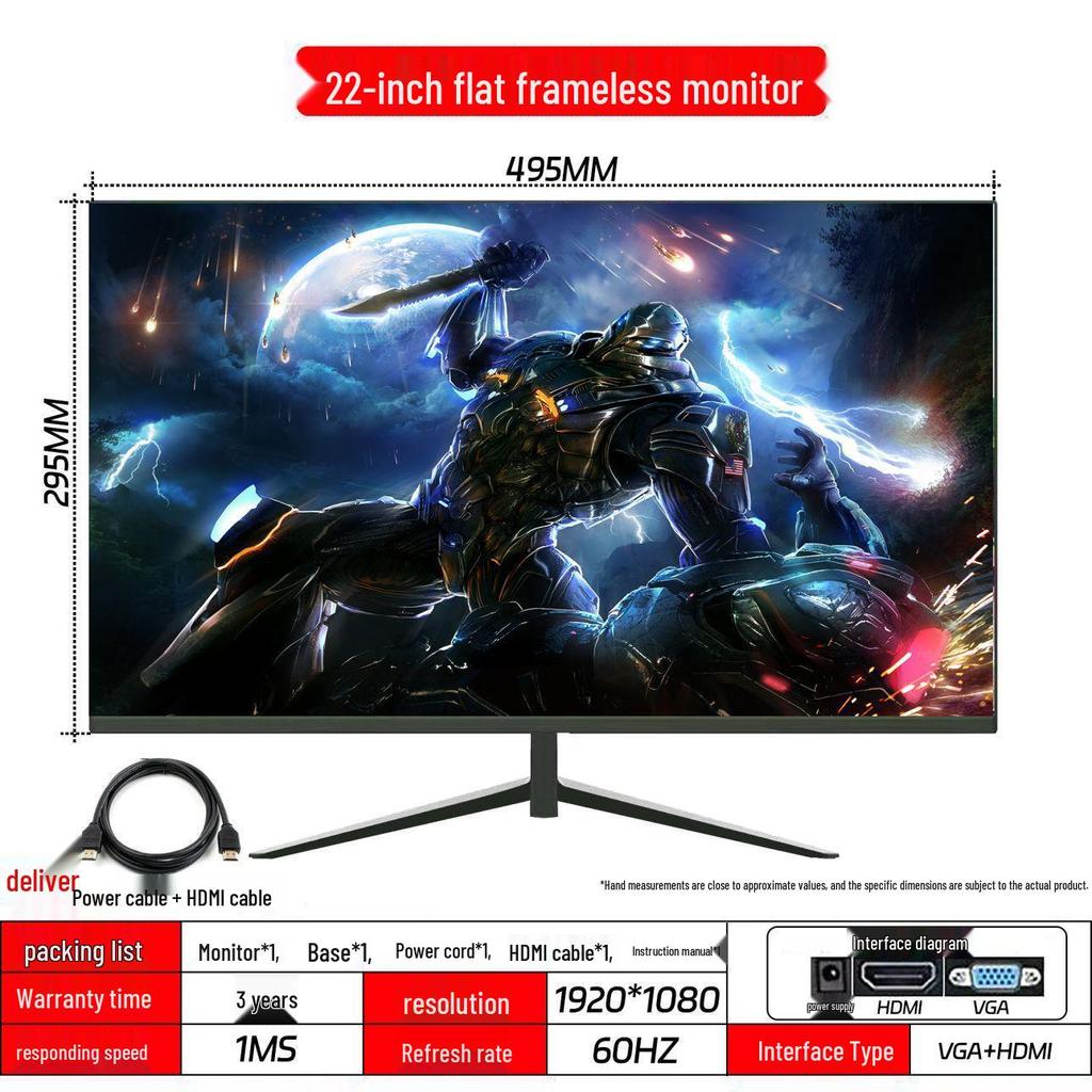 Ultra-Thin Frameless 2K/4K Monitor - 144Hz, 24/27/32 Inch Display for Esports