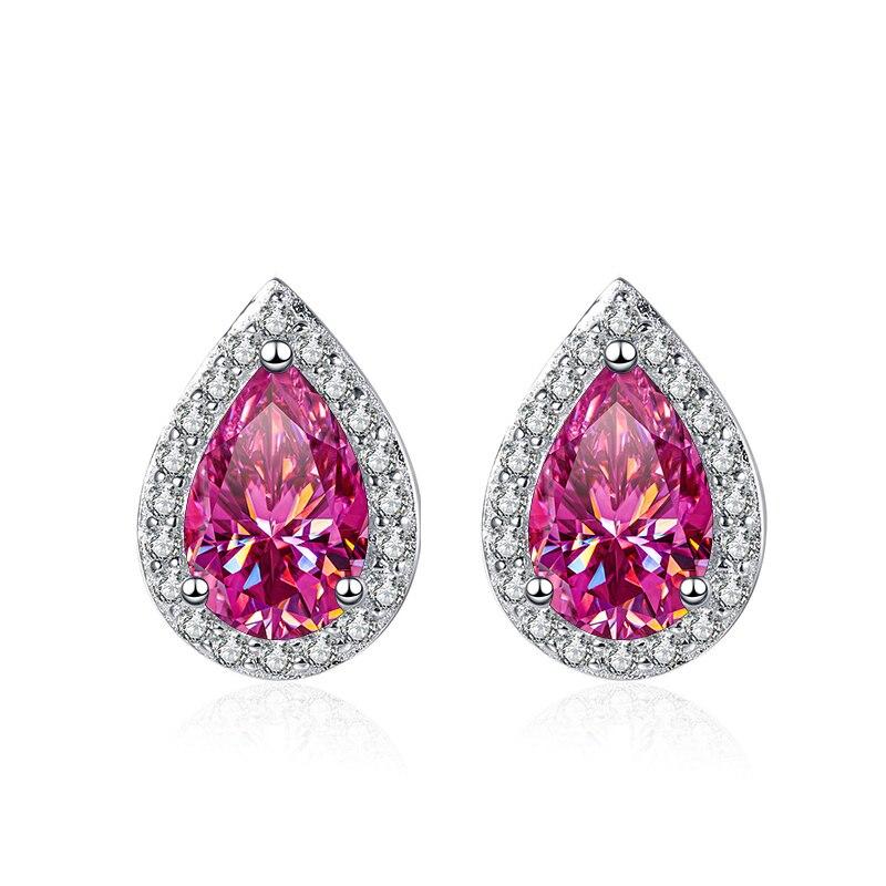 Bague Ringen 100% 925 Sterling Silver 1CT Water Drop Moissanite Stud Earrings For Women Platinum Plated Party Fine Jewelry Gift