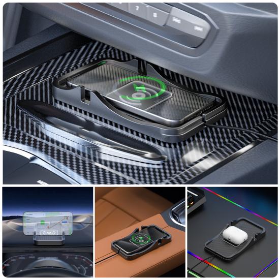 Wireless Phone Charger Car Charging Pad with Non-Slip Base IPX5 Waterproof Universal 20W Phone Cordless Charging Mat