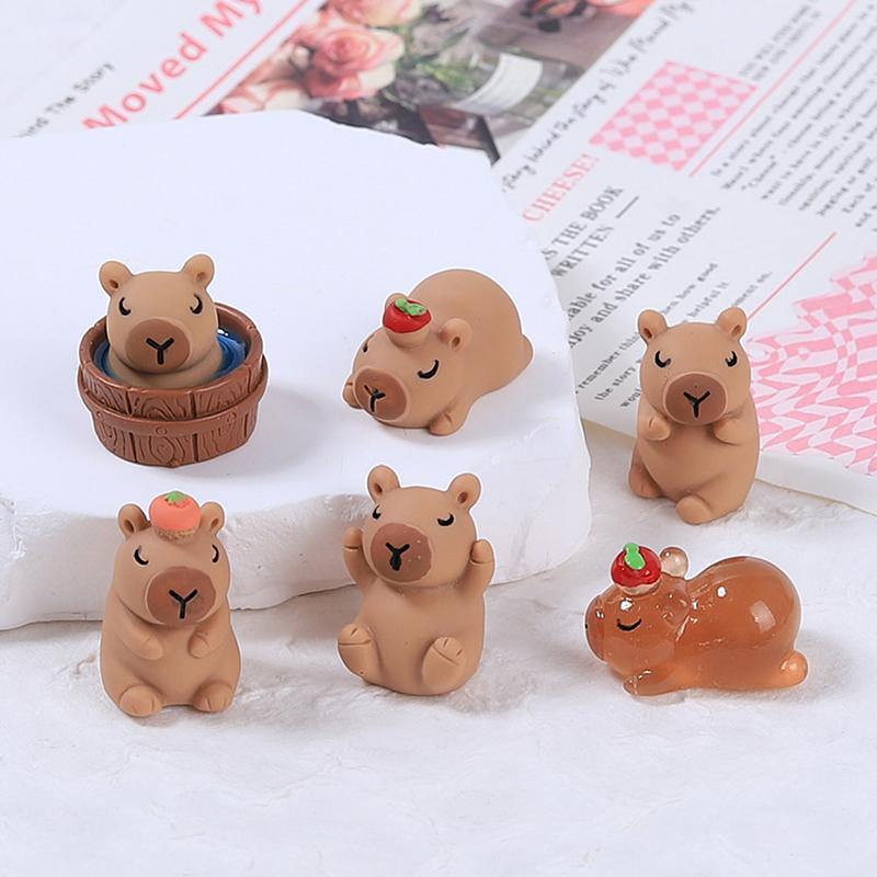 Luminous Mini Capybara Resin Miniature Figurine Glow At Night Fairy Garden Decoration Diy Ornament Cute Desk Decoration