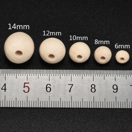 100Pcs 6/8/10/12/14mm Wooden Loose Beads for DIY Jewelry Earring Bracelet Craft