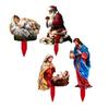 1 Set Nativity Scene Garden Stakes Christmas Outdoor Santa Baby Jesus Decorations Holy Family Yard Art Stakes with Lights for Front Yard Lawn