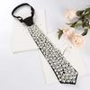 Koreanischer Stil Volle Perlen Krawatte Schwarzer Choker Handbestickt Lange Krawatte Akademischer Stil Geometrische Dekoration Hemdkrawatte Täglich