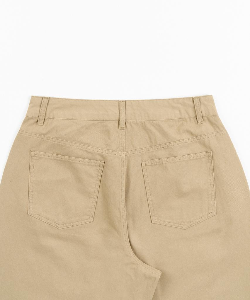 TOFFEE [Summer Special Fabric] Curved Wide Cotton Pants (Beige)