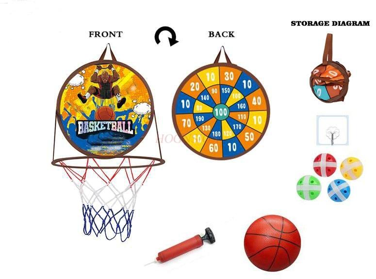 Children'S Foldable Basketball Rack Wall Mounted Two In One Non Punching Indoor Sports Sticky Ball Throwing