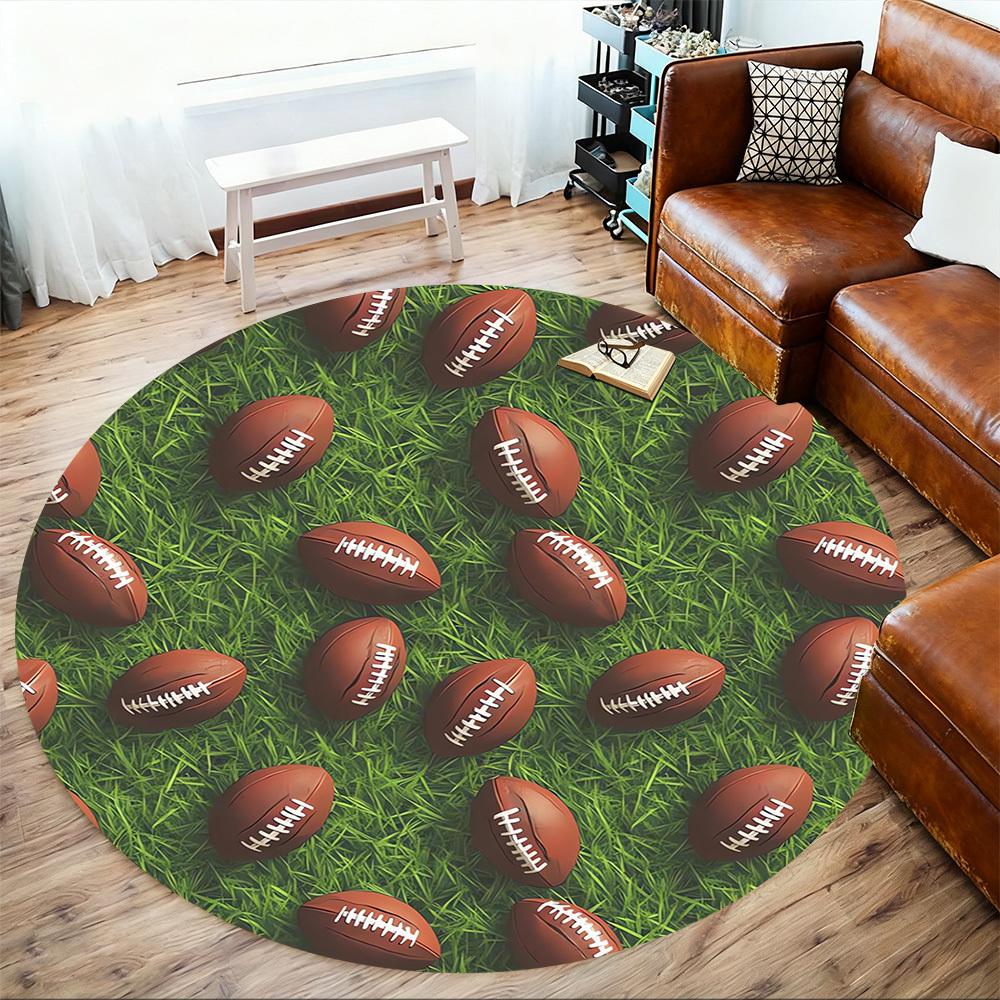 1pc football field Round Chair mat Area Rug - Non-Slip, Floor Mat for Office, Bedroom, and Indoor Decor c1118021