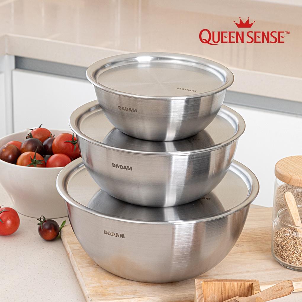 

[HOT DEAL] [QUEENSENSE] Queen Sense Dadam Stainless Steel Mixing Bowl 3-piece 6-piece set (stainless steel cover included)