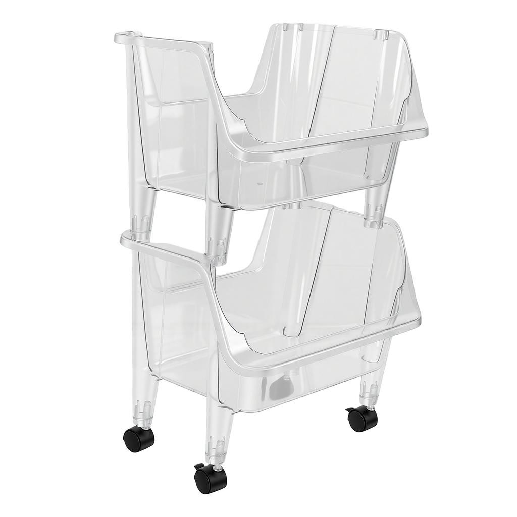 Kitchen Storage Cart, 2 Tier Rolling Cart, Silent Wheels