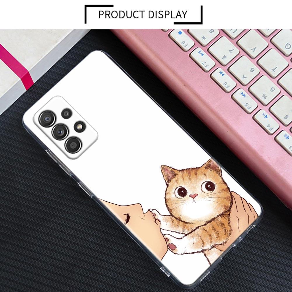 Cute Cat Don't Kiss Me Clear Case For Samsung Galaxy A52 5G A53 A72 A53 A73 A51 A33 A32 A41 A22 A23 Soft Phone Cover