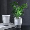 Vaso de Flores Autoirrigável Plástico Listrado com Cordas de Pavio Reservatório de Água Vaso para Plantas de Interior para Mesa Escritório Decoração de Casa