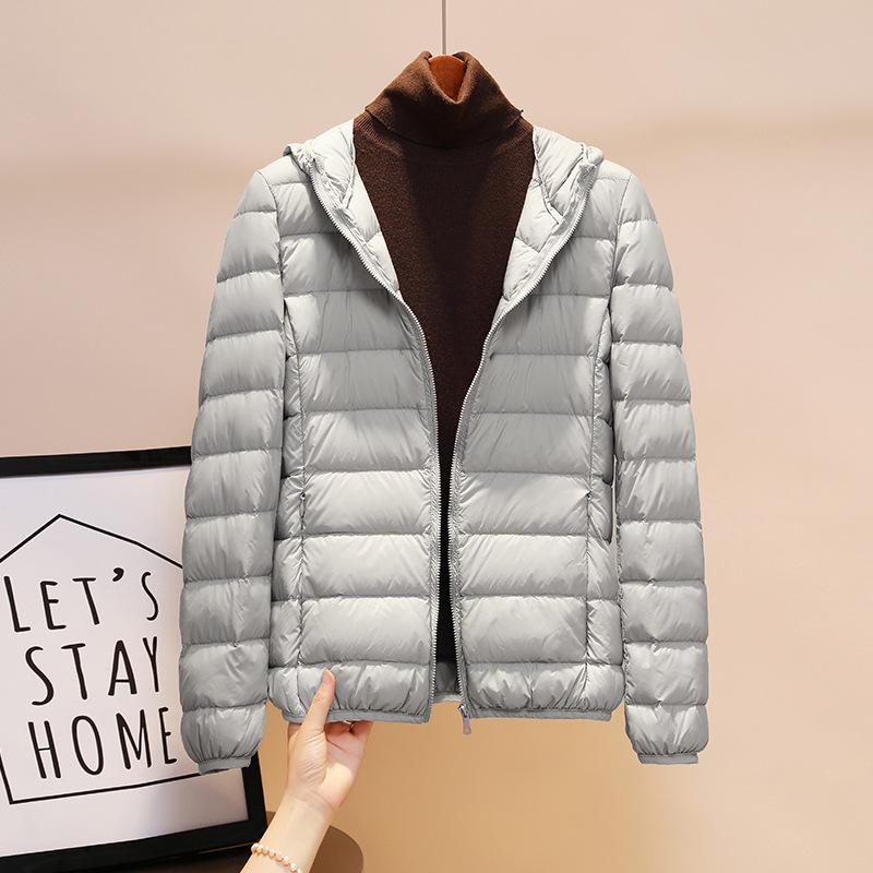 Women's 2025 Lightweight Down Jacket: 90% Duck Down, Stand Collar, Hooded, Short Outerwear, Autumn/Winter Collection, Plus Size Available